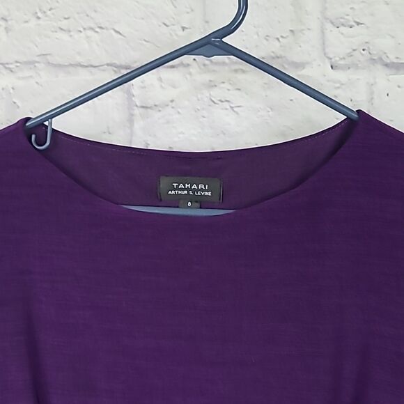 TAHARI Purple Plum Tiered Sheath Dress Matte Jersey MOTB Wedding Party Formal - Picture 8 of 11